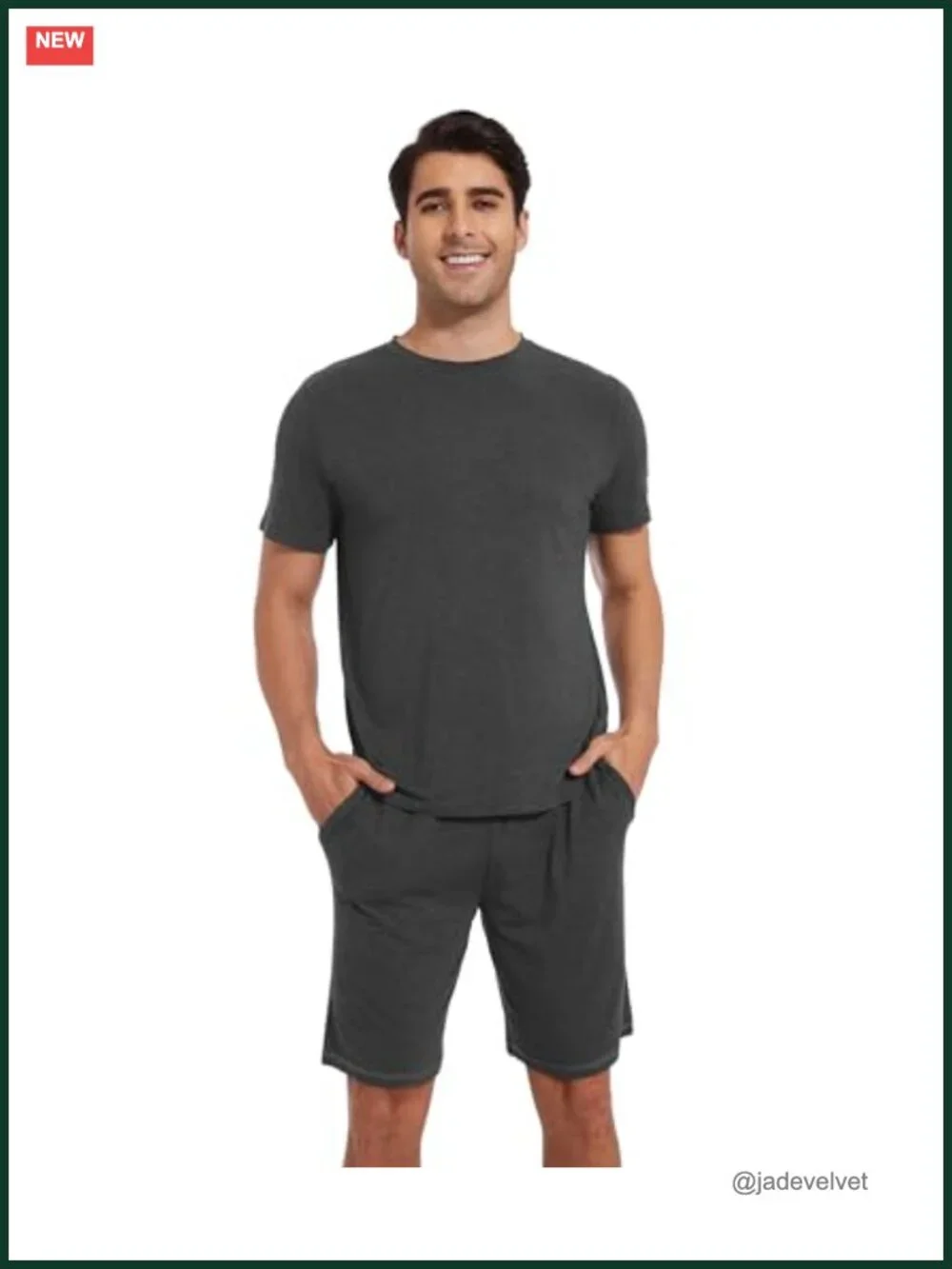 Men's Short Sleeve Pajama Set with Shorts - Lightweight Bamboo Viscose